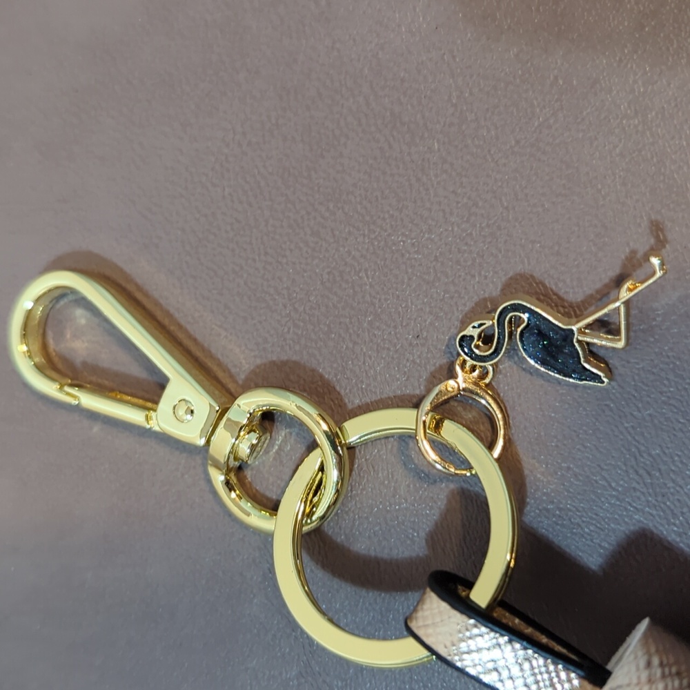 Tassel Purse Charm Keychain Clip Flamingo Gold Rose gold New - Picture 2 of 5